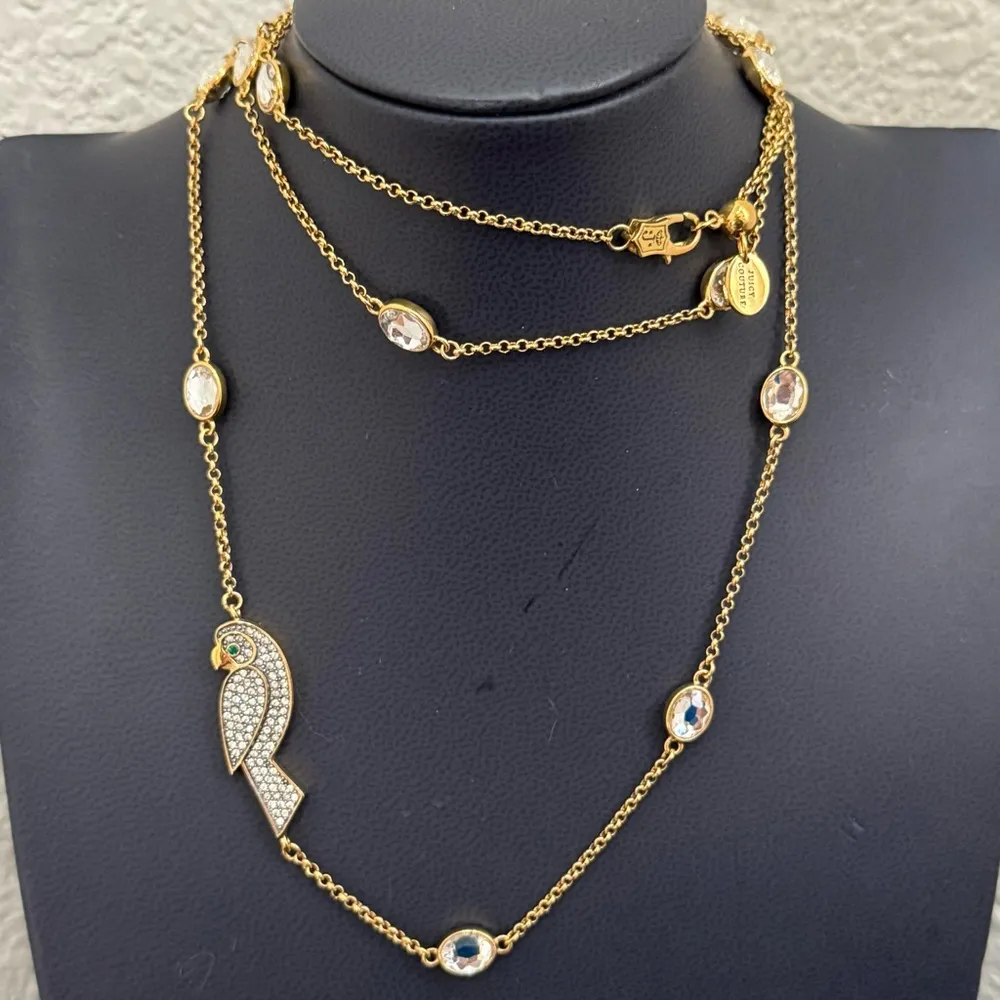 JUICY COUTURE Gold-tone Rhinestones Parrot Station 34” Necklace 21g. - Image 6