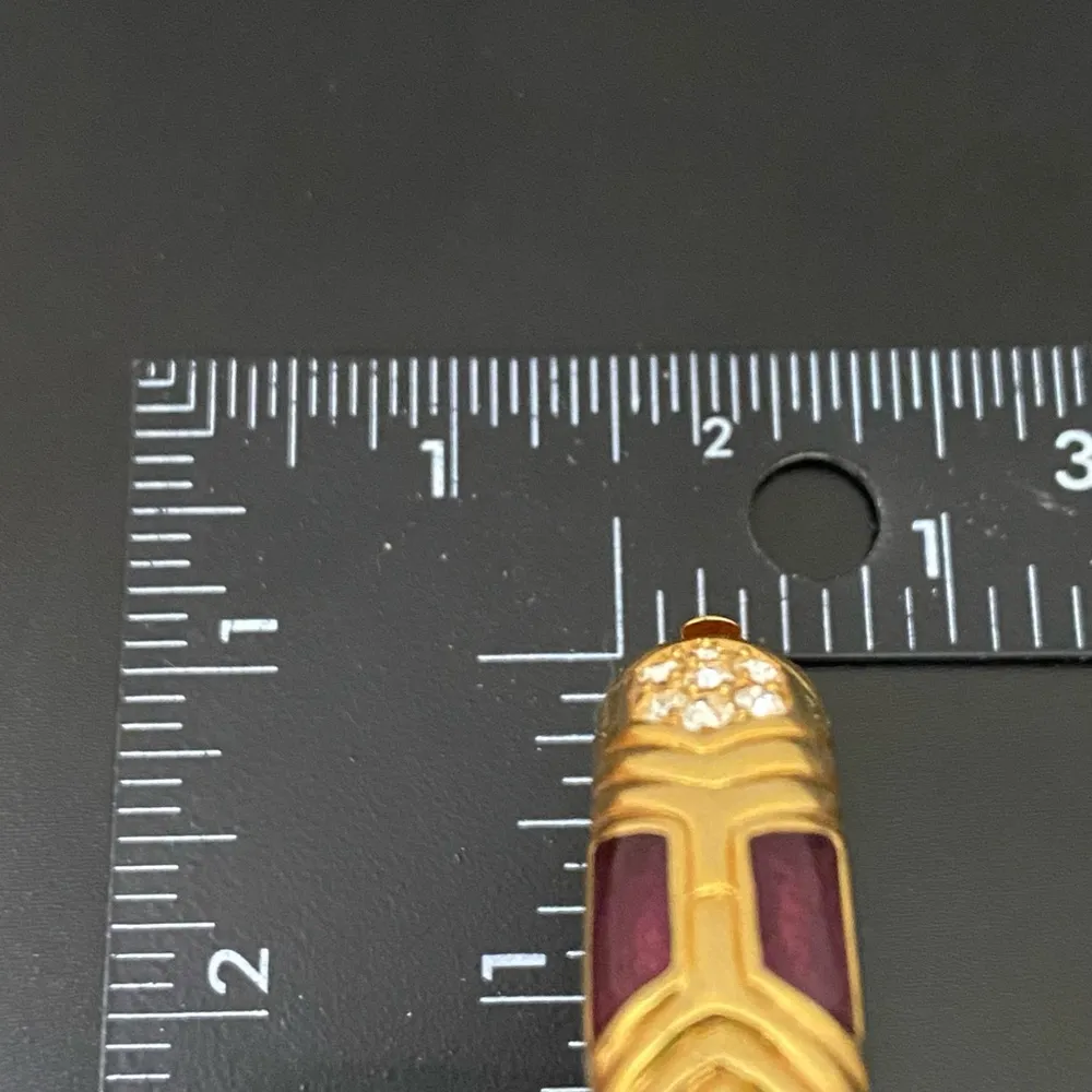 Retired JOAN RIVERS Wine Red Enamel Pave Rhinestone Goldplated Hinged Bracelet
‘ - Image 10