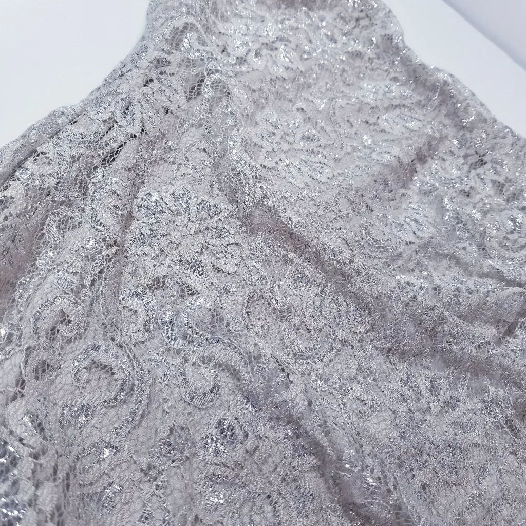 Calvin Klein Rhinestone One Shoulder Shimmer Lace Dress evening Gown - Image 9