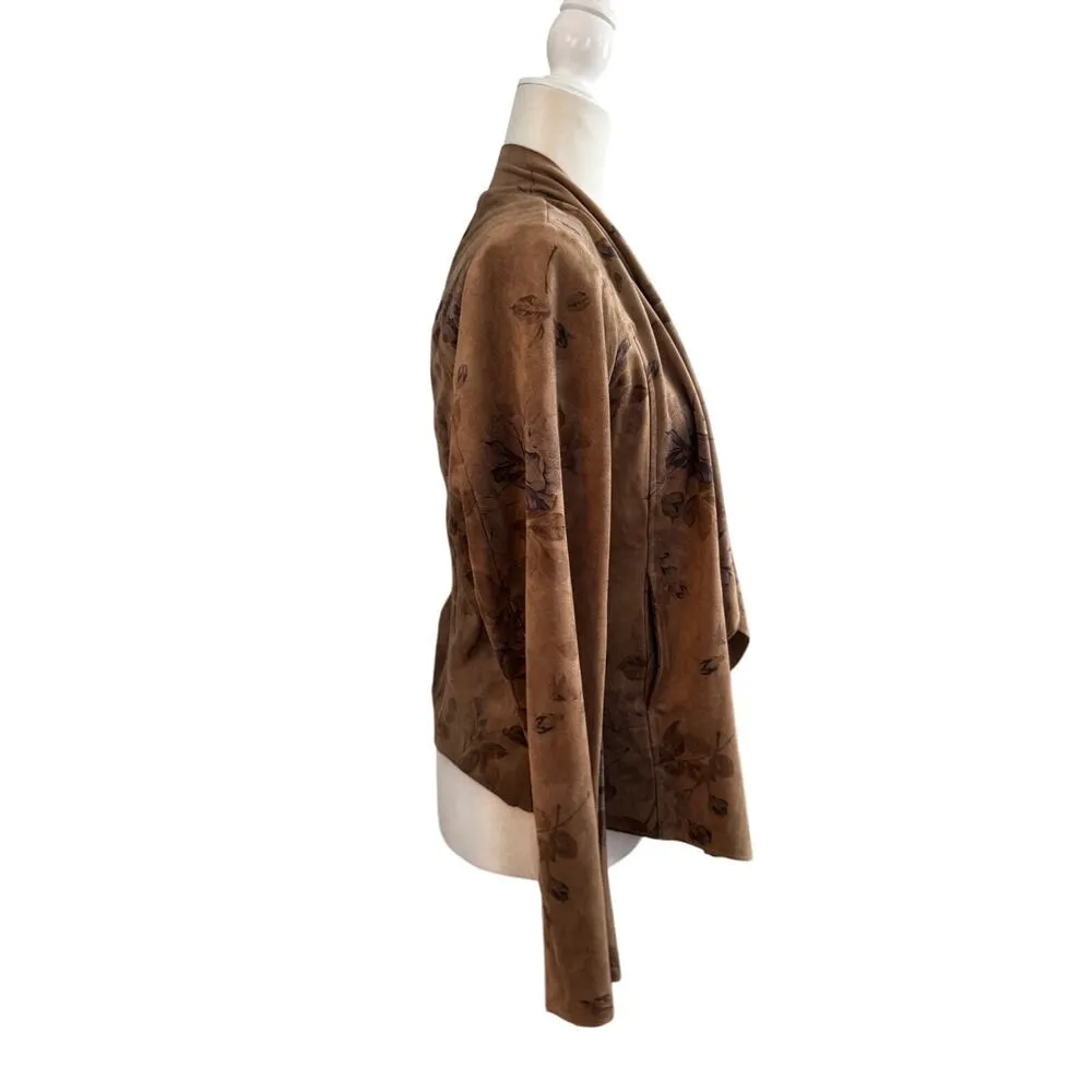 KUT FROM THE KLOTH Tayanita Floral Faux Suede Jacket w/ Drape Collar in Size M - Image 2