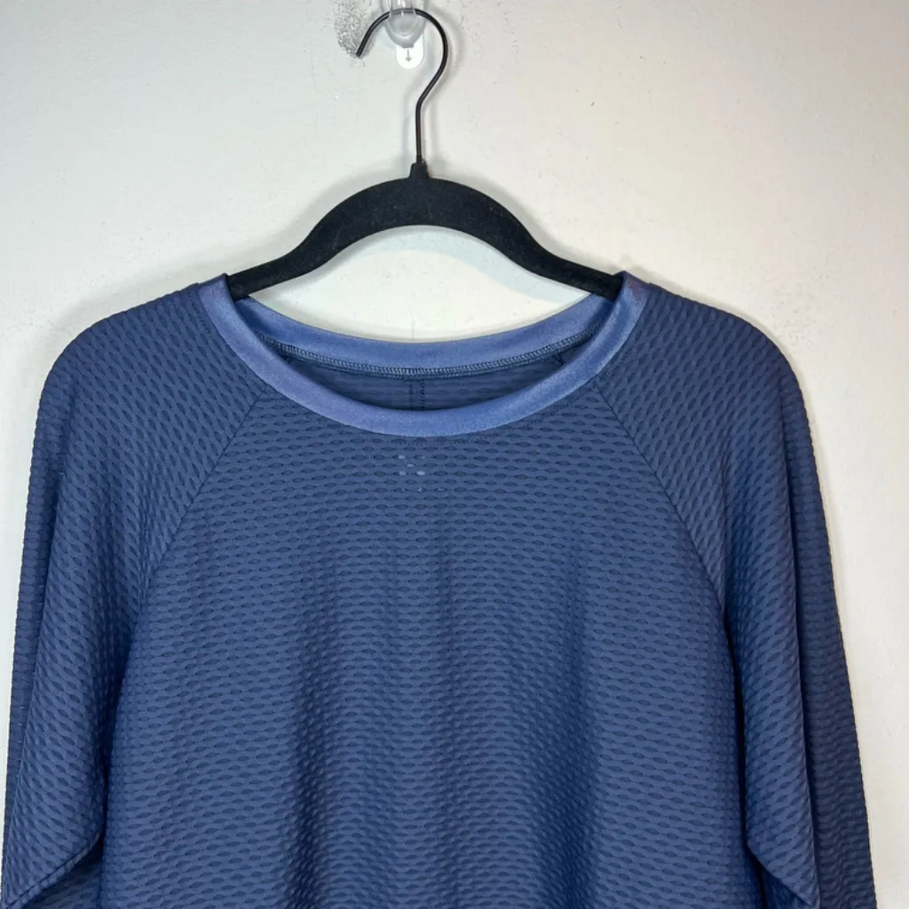 Koral Sofia Mesh Long Sleeve Shirt Top Midnight Blue Pullover Textured UV Medium - Image 3