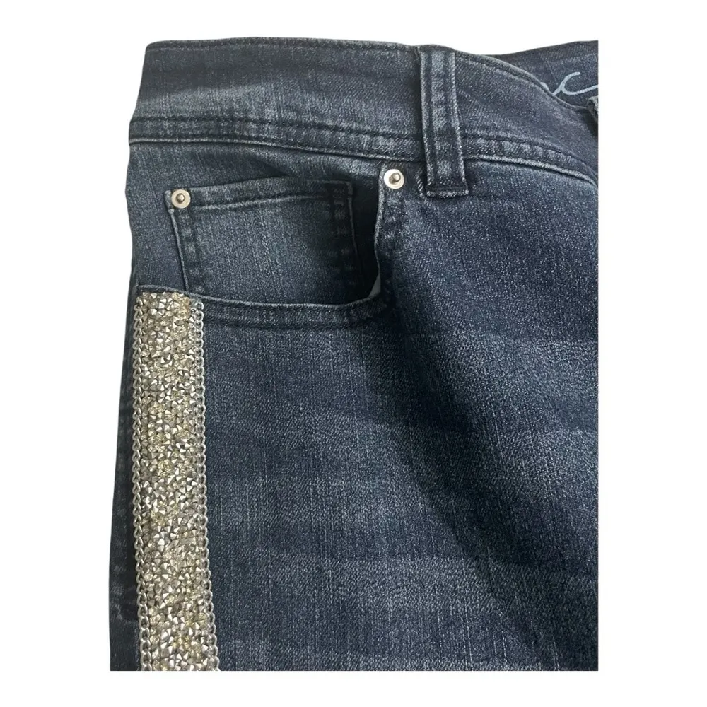 Inc Denim Embellished Skinny Leg, Petite Fit Jeans Size 10P Glitter Sparkles Blue - Image 4