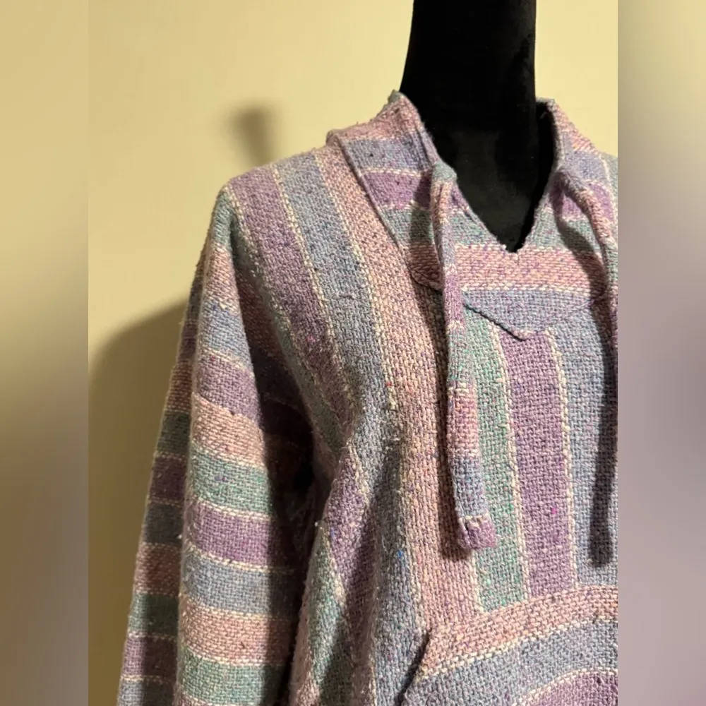 EUC Purple and Pink Striped Baja Hoodie with Pocket size medium - Image 2