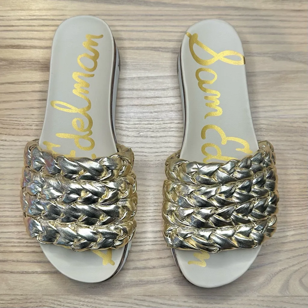 Sam Edelman Ainslie Braided Slide Sandal Gold Leaf Metallic - Image 2