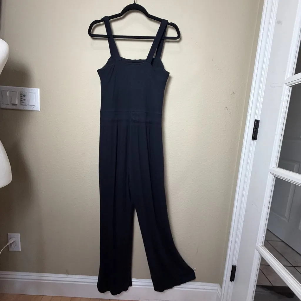 VUORI Mudra Pose Ribbed Knit Square Neck Jumpsuit Onesie Size Large Black - Image 7