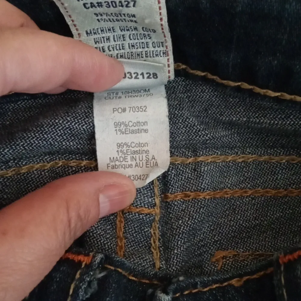 True Religion  Flare Wide Leg Jeans with Contrast Stitching Low Rise Womens 26 - Image 7