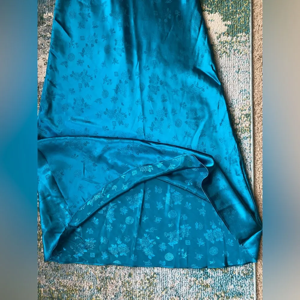 Vintage 2002 Jaclyn Smith Studio teal Asian print maxi slip dress, size medium - Image 7