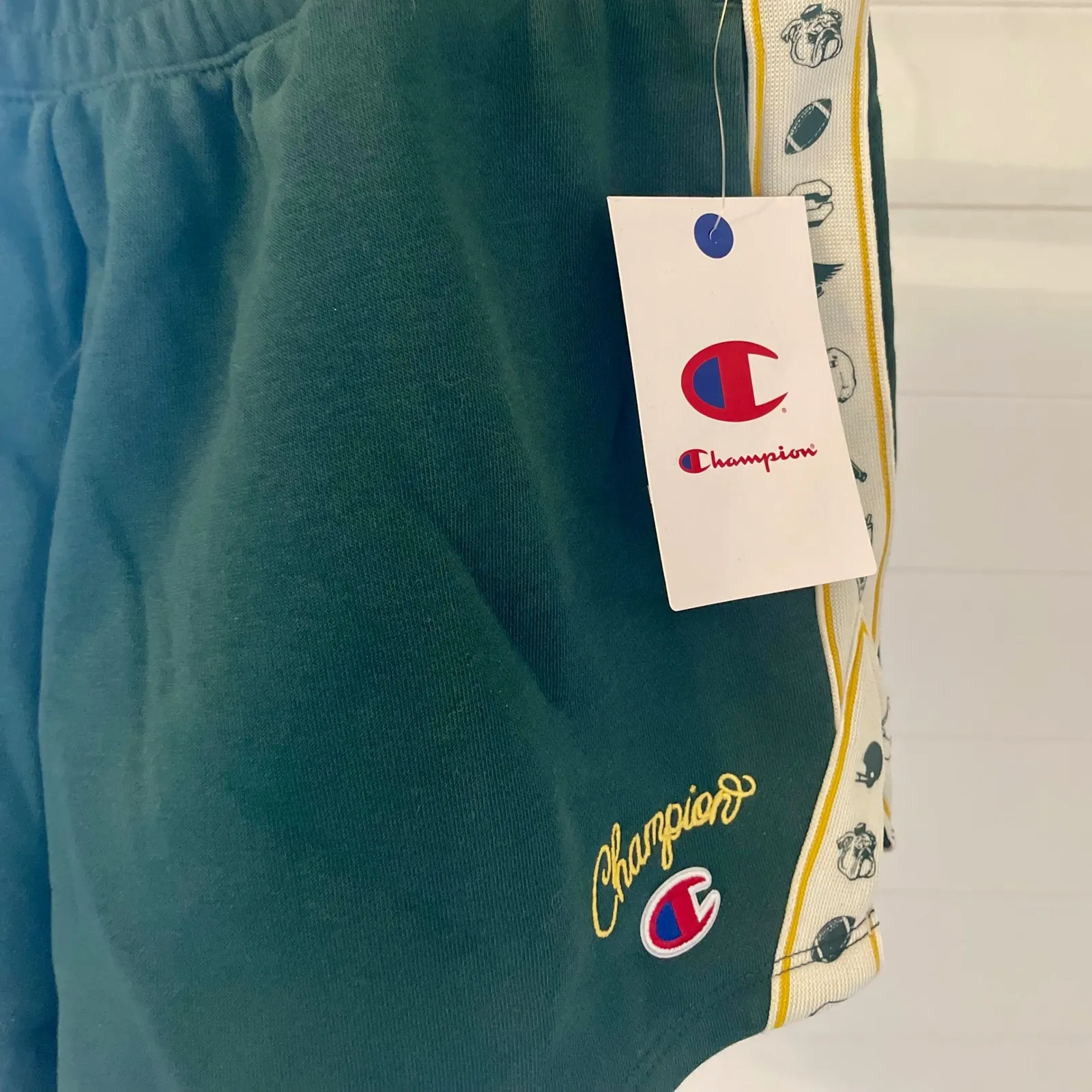 Champion Women Green Athletic Sporty Shorts with Side Stripe Sz M NWT - Image 3