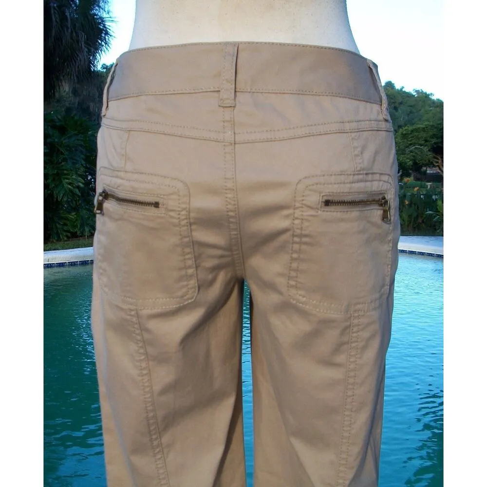 Cache Dark Beige Animal Trim Snap Embellished Pant New Crop Stretch $88 NWT - Image 10