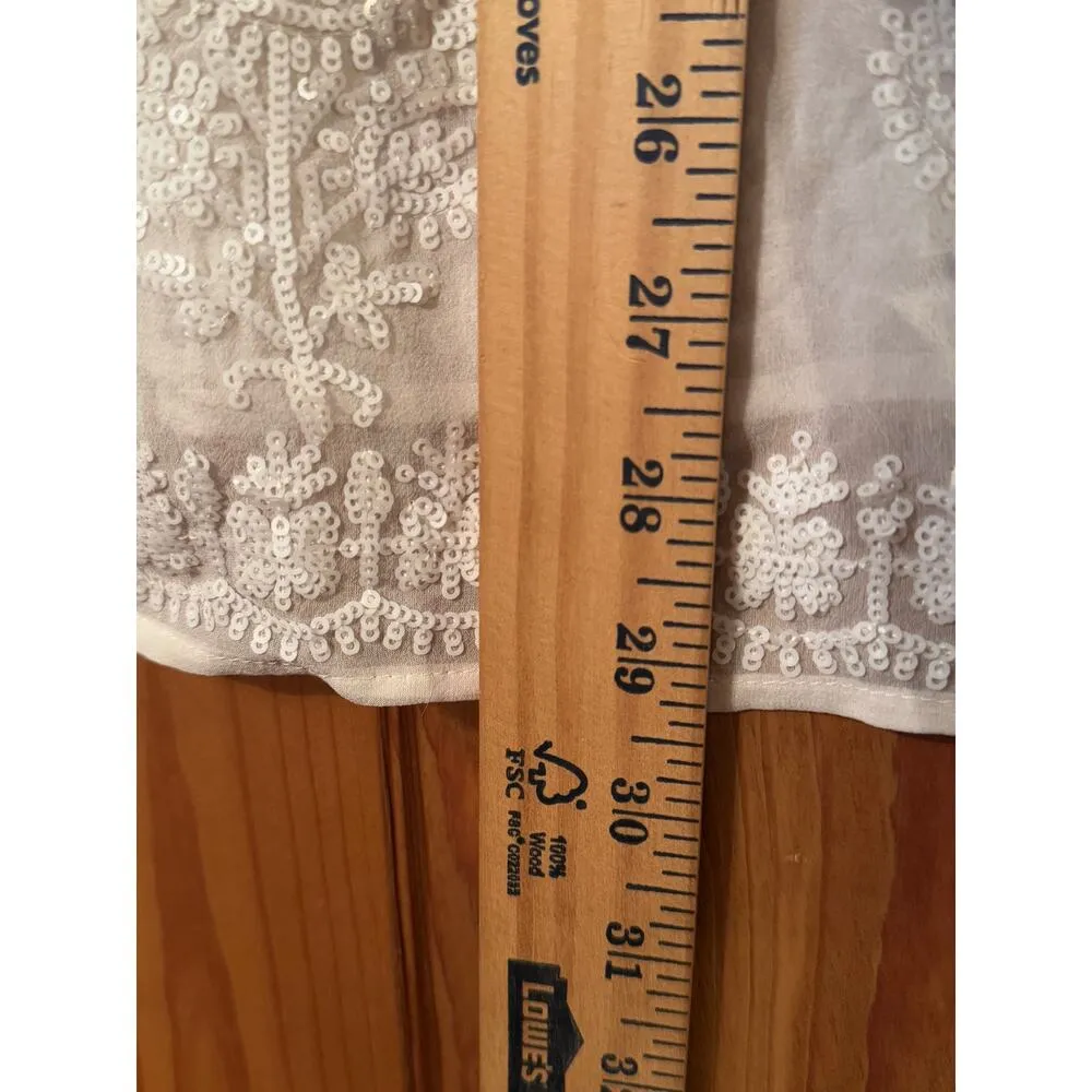 Marie France Van Damme Kurta Caftan Coverup White Silk 0/1 sequin design - Image 10