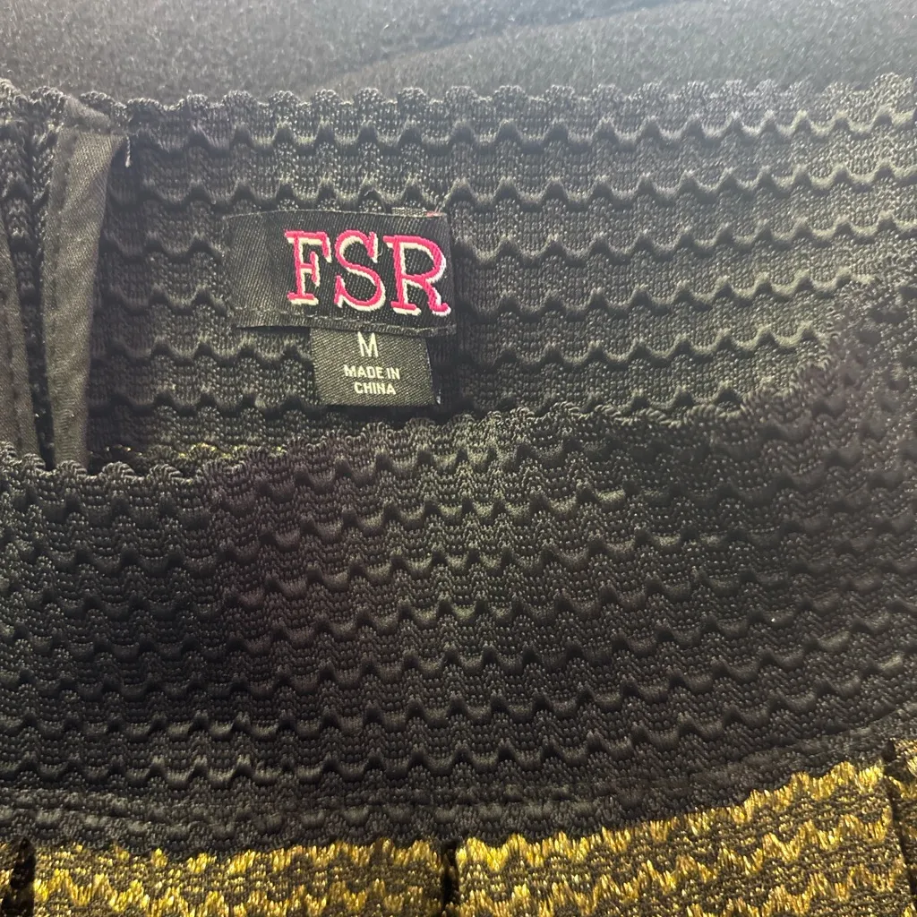 FSR metallic gold & black pleated skater skirt, size M, great condition Size M - Image 5