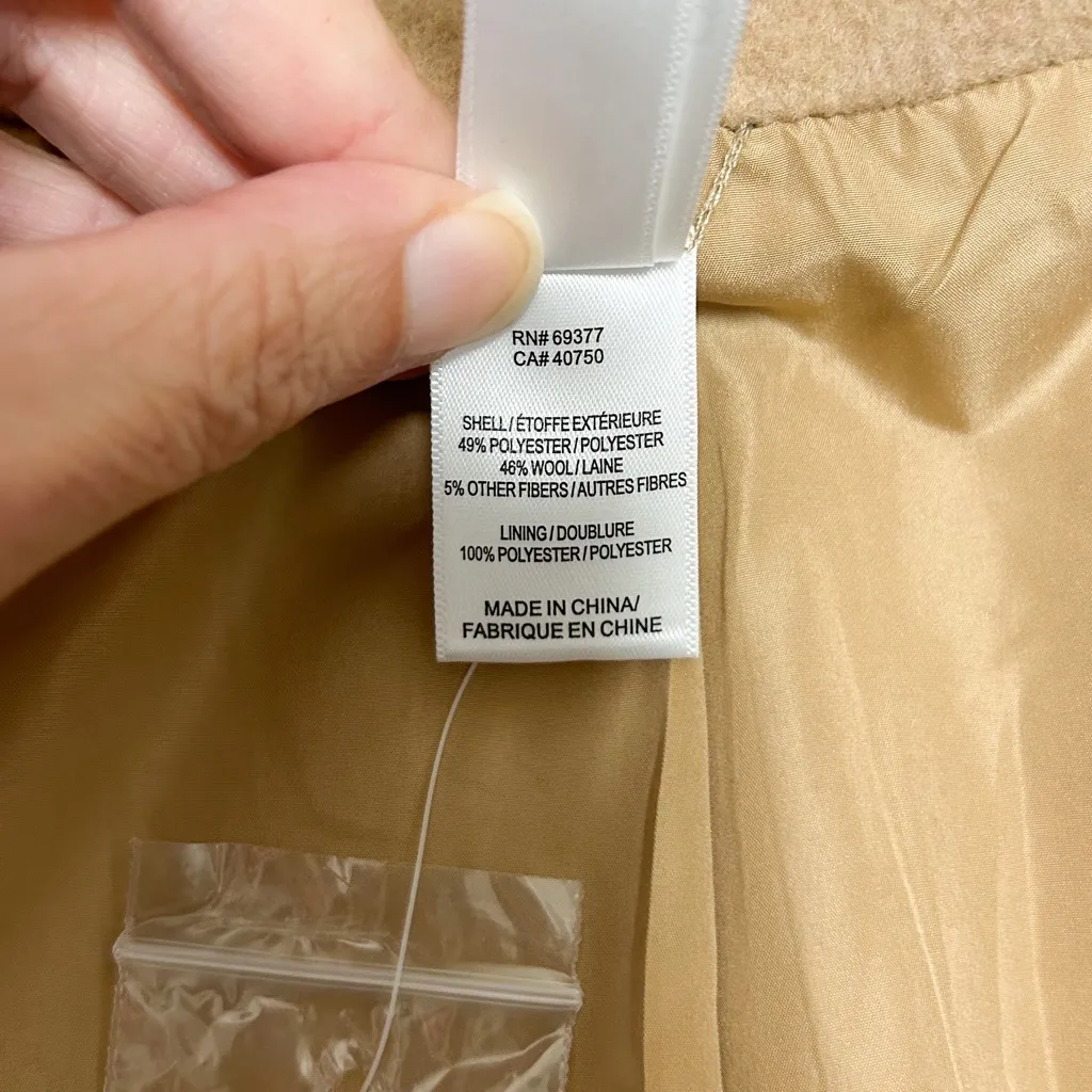 Marla Wynne Layers Camel Melton Wool Blend Snap Button Dolman Sleeve Coat Medium Tan - Image 11
