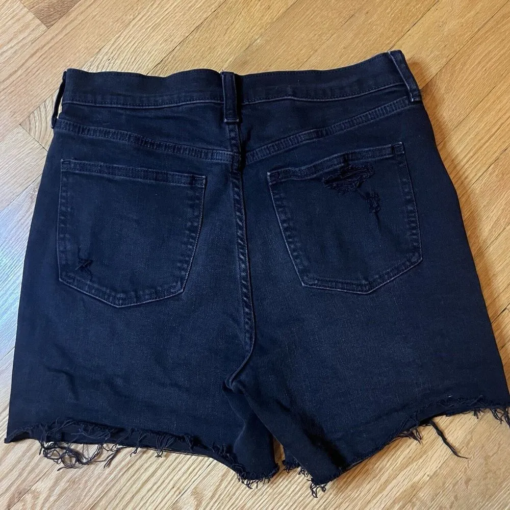 GAP Distressed Denim Black Jean Raw Hem Cut Off‎ 4" Shorts High Rise Size 29/8t - Image 4