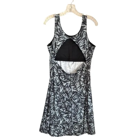 Prana Womens Sky Path Athletic Dress XL Grey White Leaf‎ Print Hiking Yoga - Image 8