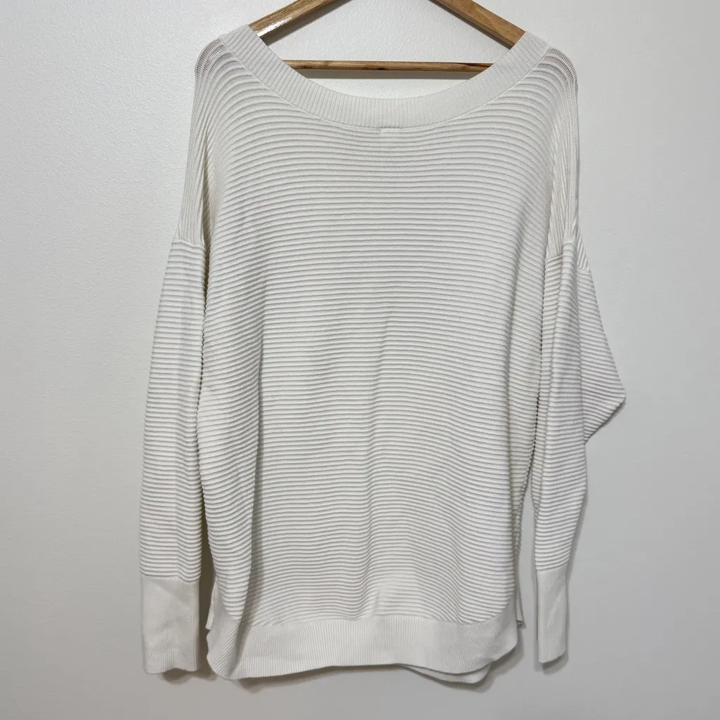 OFFLINE by Aerie Home Stretch Sweater Size Large White Boatneck Off The Shoulder - Image 5