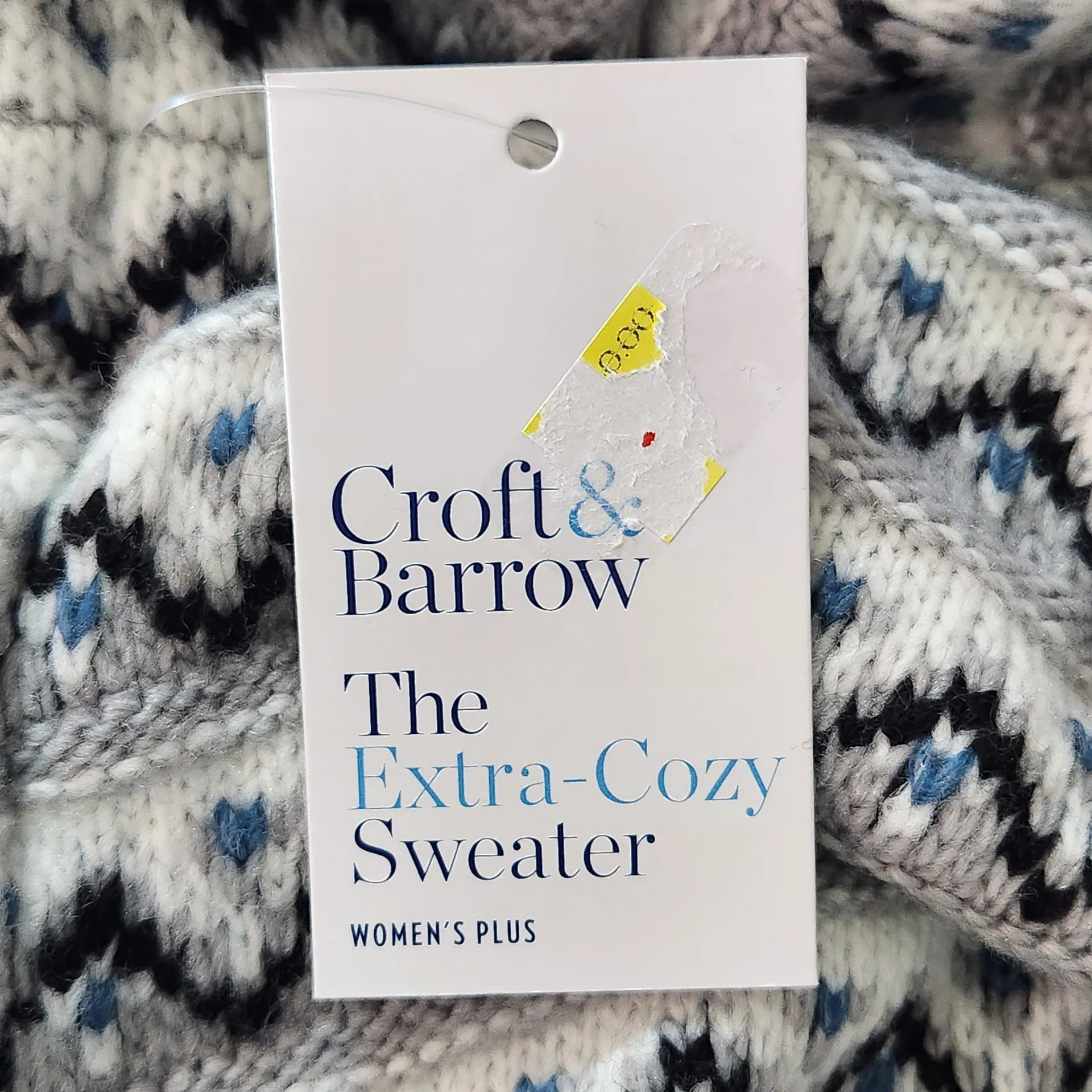 Croft & Barrow Gray Print Knit Sweater NWT Size 3X Gray and Black Sweater - Image 9