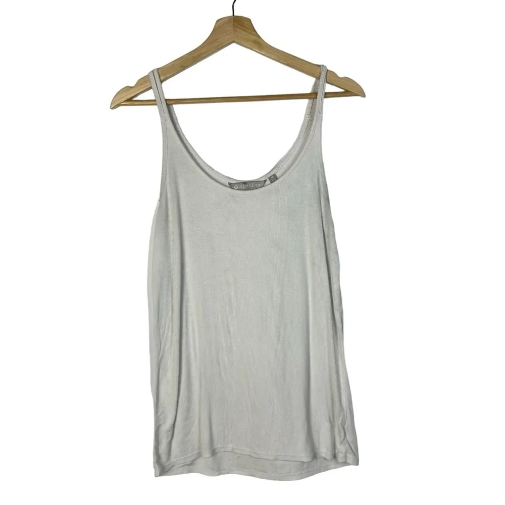 Athleta Revive White Ribbed Strappy Athletic Tank Top M - Image 2