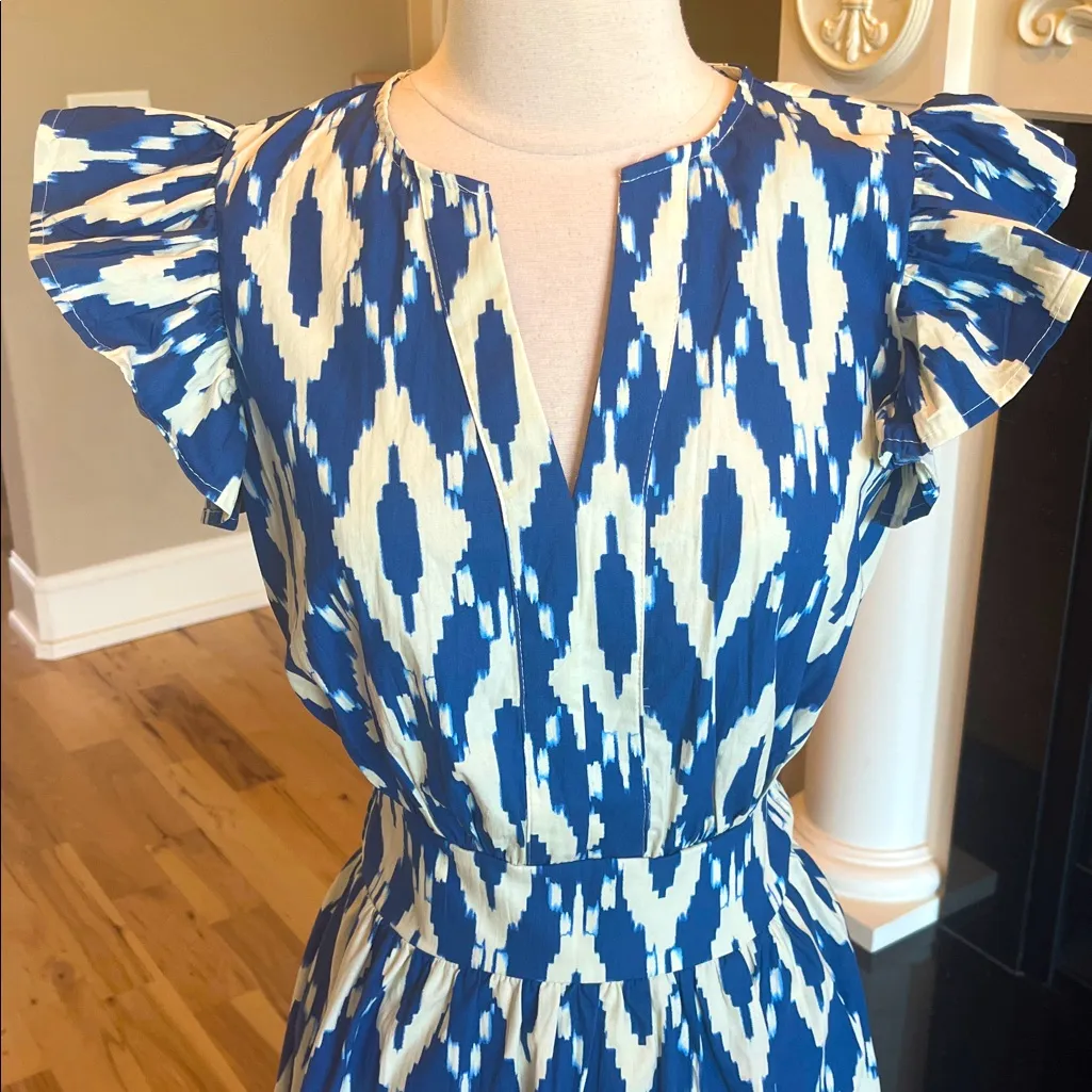 Flying Tomato Blue White Cotton Dress Mini Flutter Sleep Ruffle Hem New - Image 2