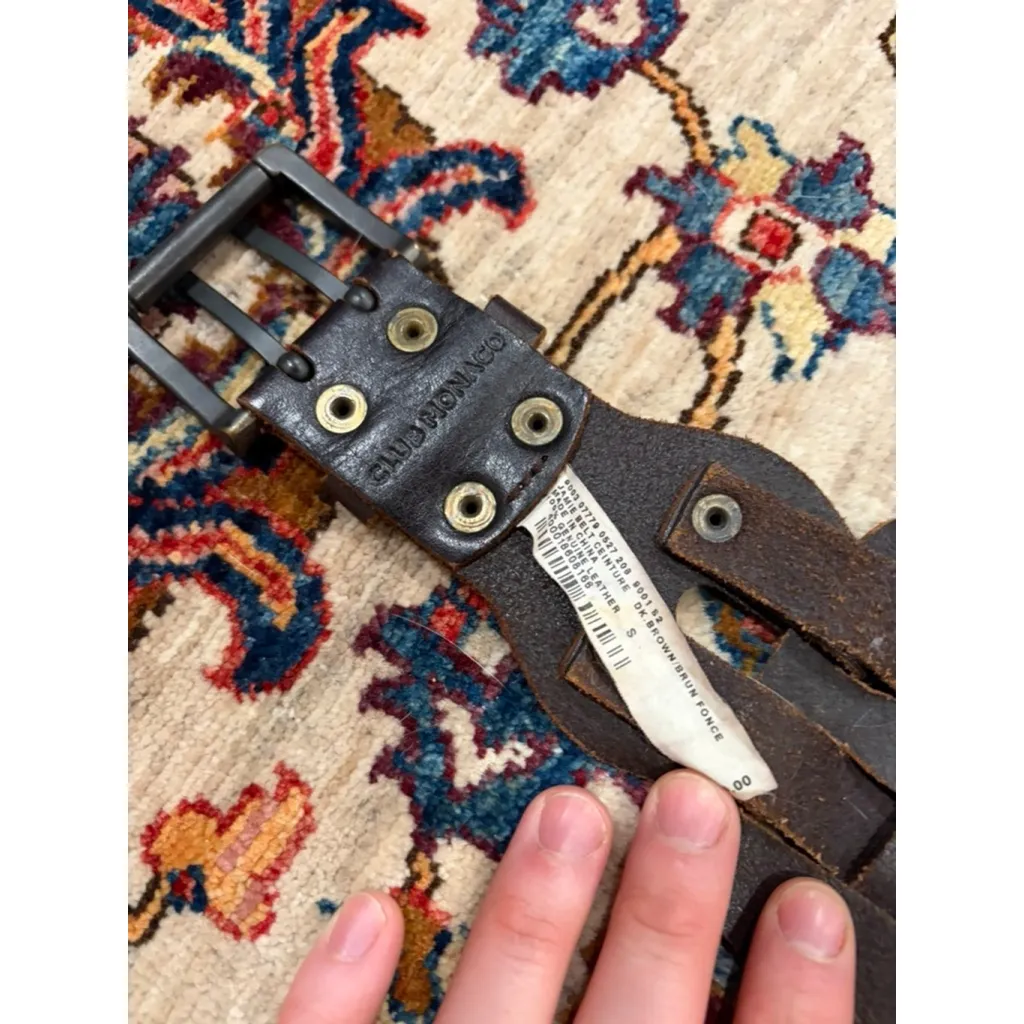 Womens Club Monaco Wide Chunky Woven Brown Leather Belt Designer Size Small - Image 5