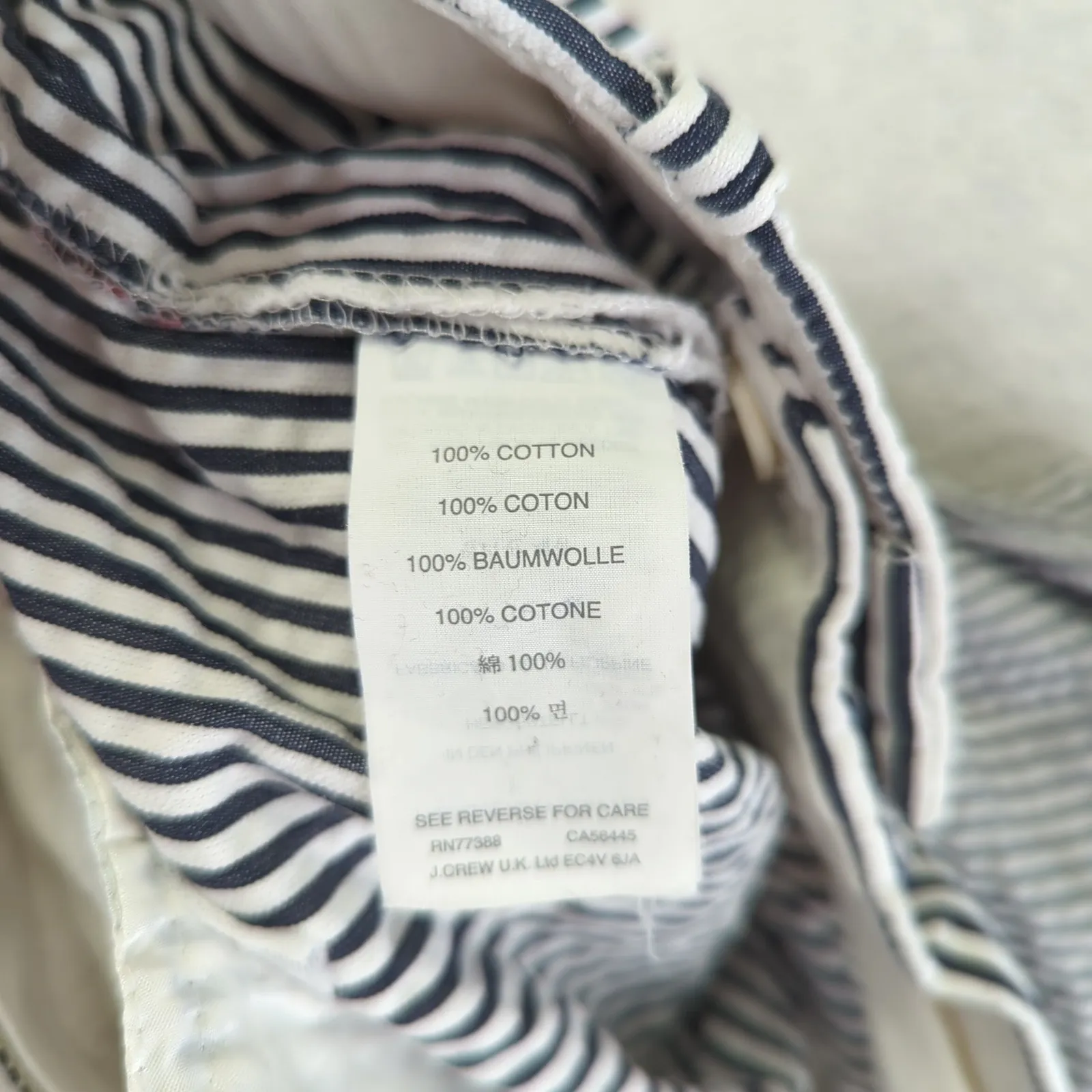 J.Crew‎ Seersucker Striped Ankle Pants Slim Leg Women's 0 White Navy 100% Cotton - Image 8