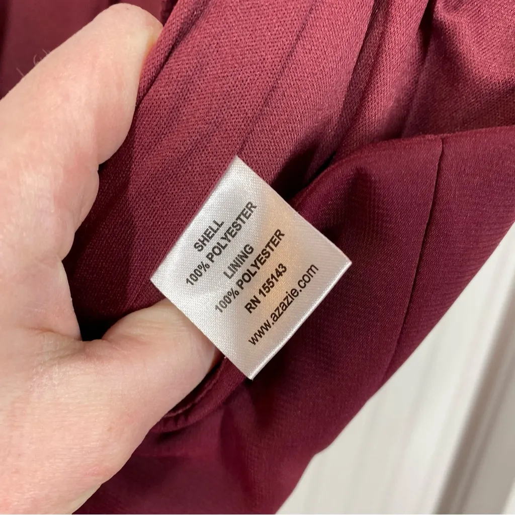 Azazie Galicia Burgundy Cabernet Mermaid Maxi Dress with Halter Neck sz A12 NWT - Image 9