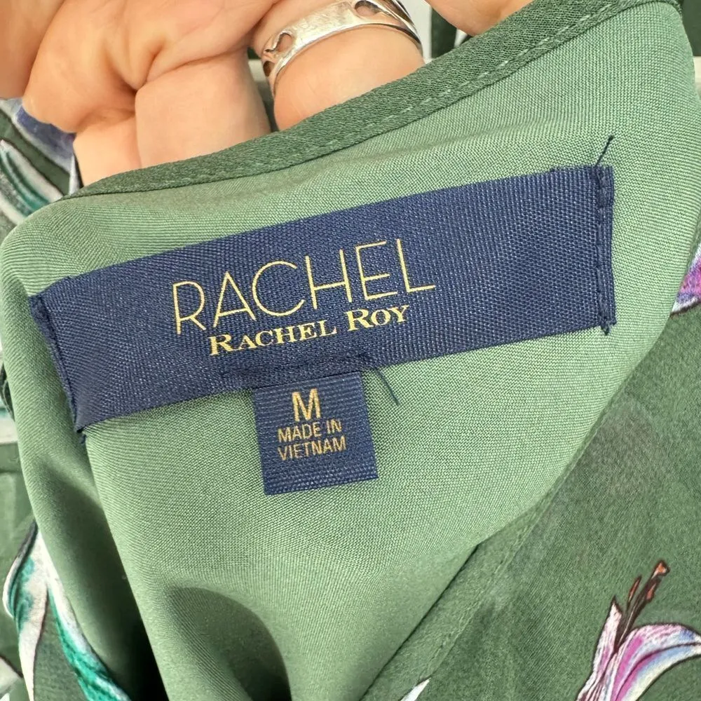 Rachel Roy Green Floral Dress July Sage‎ Combo High Low Hem Medium NWT - Image 6