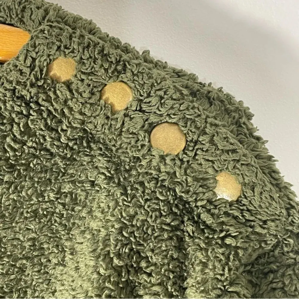 Alice Blue Green Sweater w Gold Snap Button Shoulder Detail Size S - Image 6