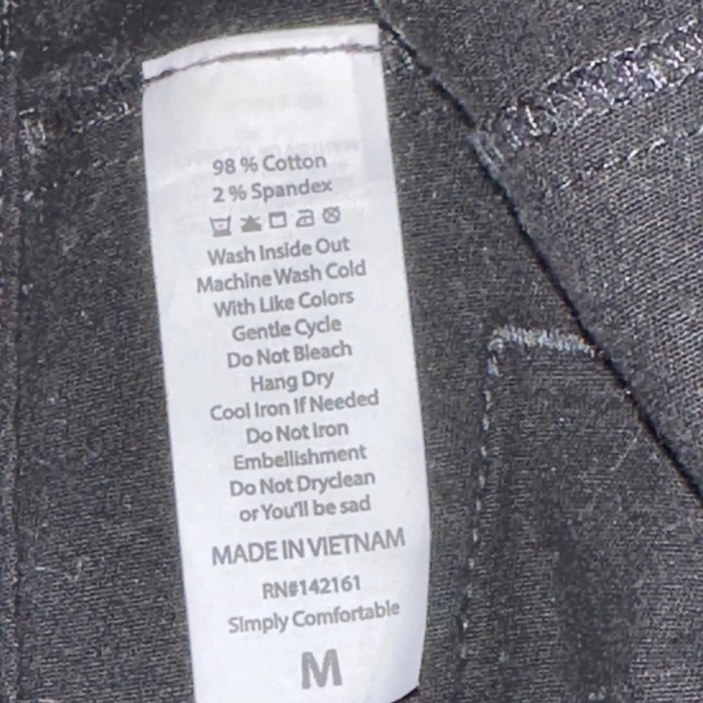 LuLaRoe Black Denim Jacket with Red Rose Embroidery - Image 8