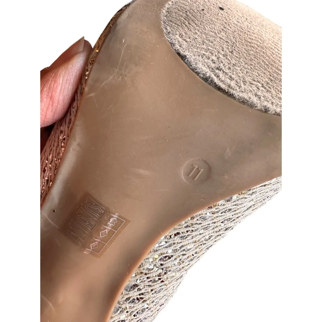 Lauren Lorraine Size 10 Elegant Pumps Glitter Lace Peep - Image 10