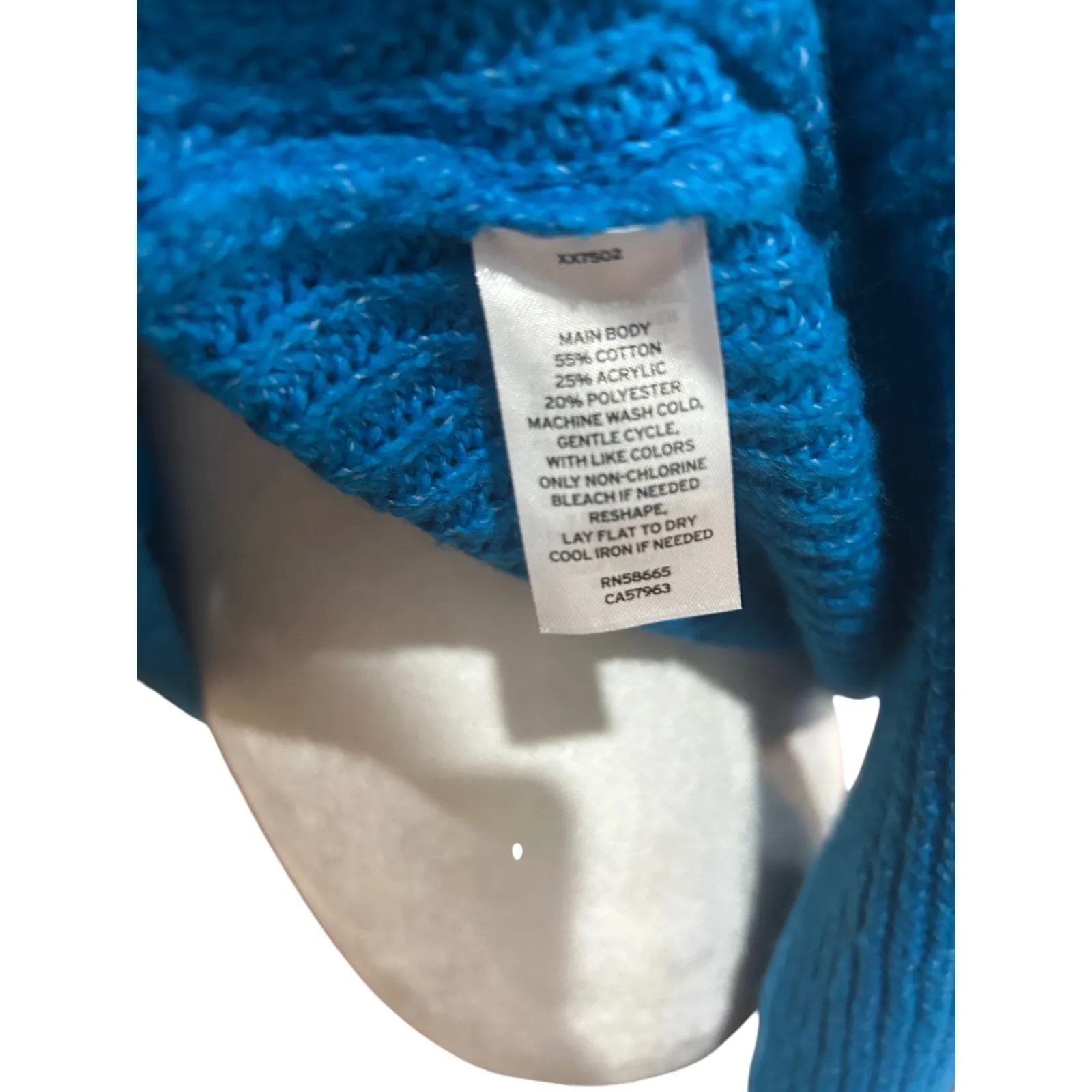 Blue Knit‎ Sweater Ribbed Crew Neck Long Sleeve Cozy Casual Pullover - Image 5