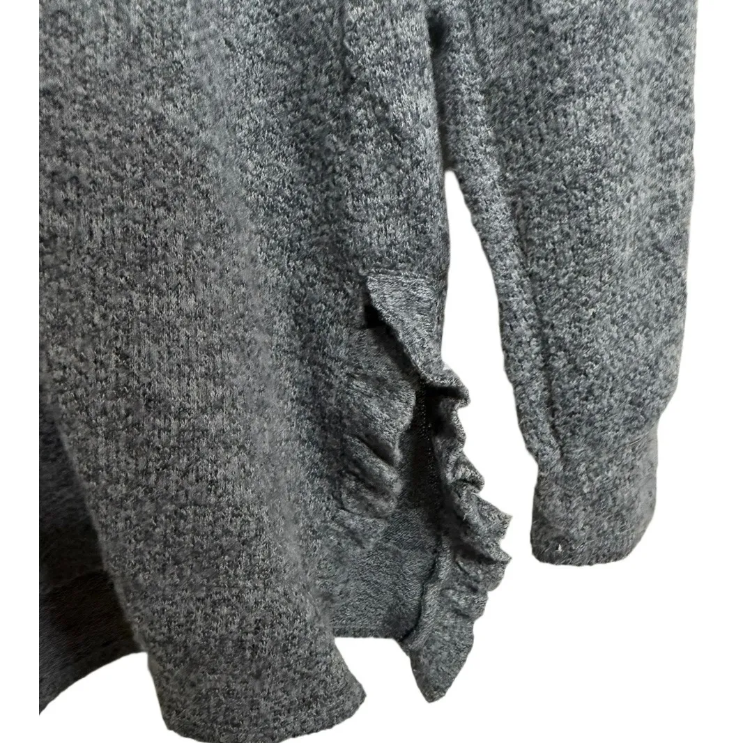 Cupio Cowl Neck Gray Ruffle Side Sweater Size Medium Winter Fall Layering - Image 3