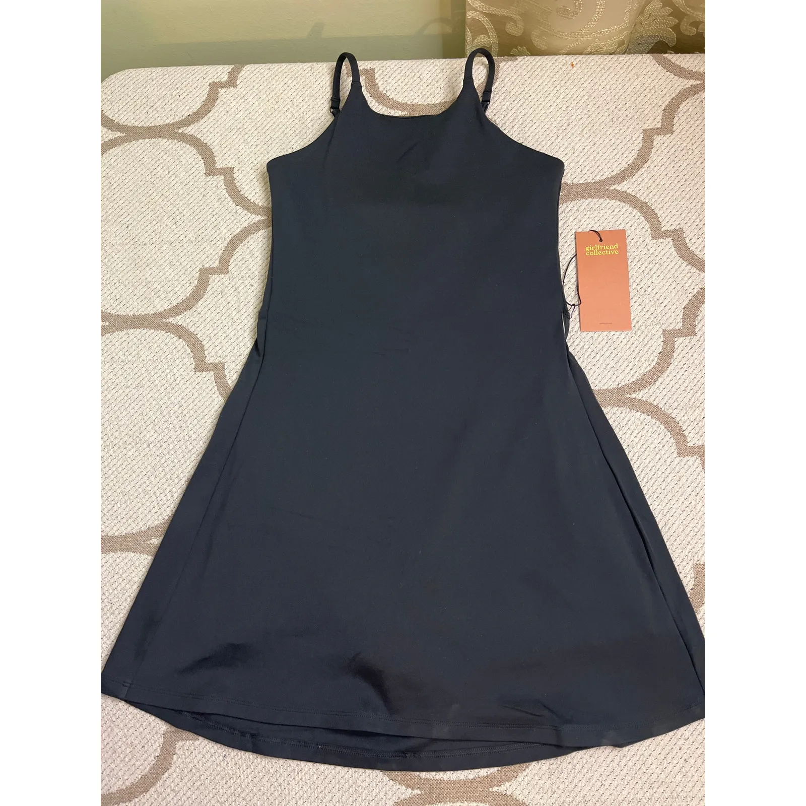Girlfriend Collective naomi Black high neck active tennis mini dress,size medium - Image 2