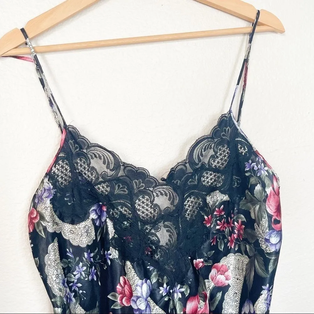 VS Gold Label Vintage Womens Slip Dress Size L Floral Lace Maxi 90s Y2K Coquette - Image 3