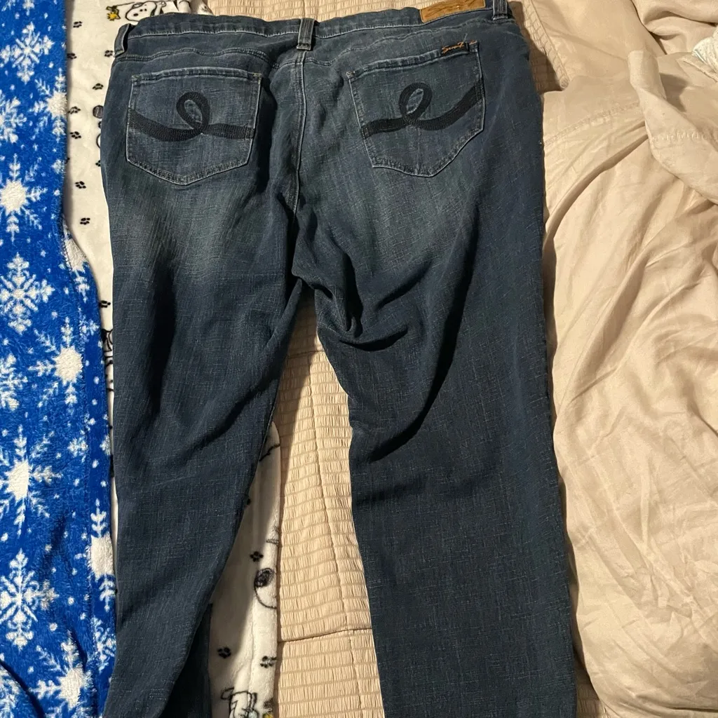 Seven7 Women's Dark Blue Boyfriend Jeans Distressed - Image 6