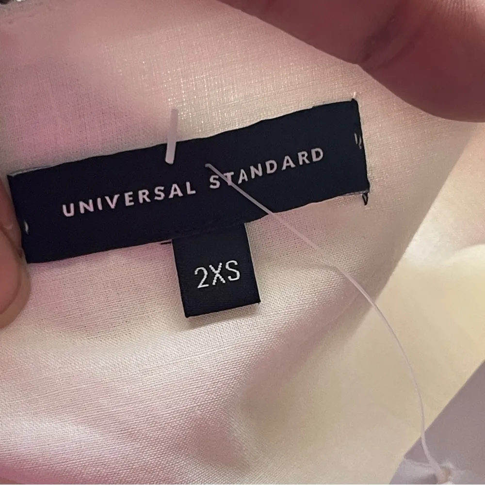 UNIVERSAL STANDARD | Cream Tracy Linen Wrap Dress Sz XXS - Image 8