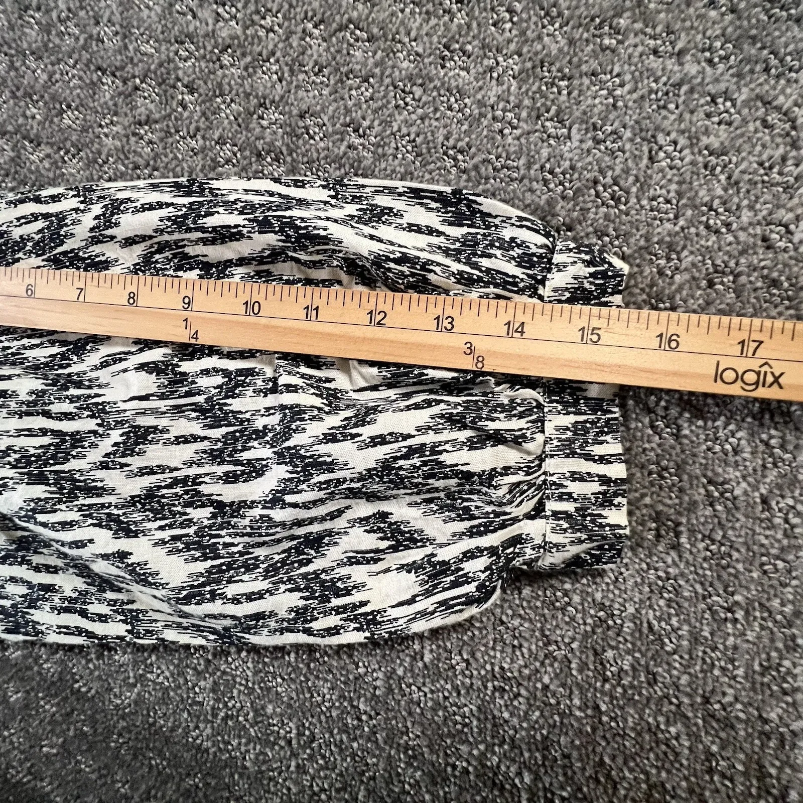 Zara Boho Tunic Top Dress‎ S Black Cream Ikat Print Crochet Embroidered V Neck - Image 12