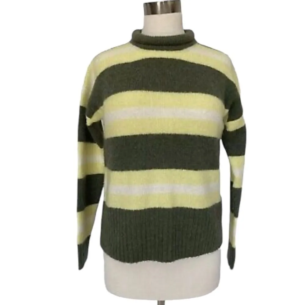 Madewell Striped Fulton Pullover Sweater green heather grass M - Image 2