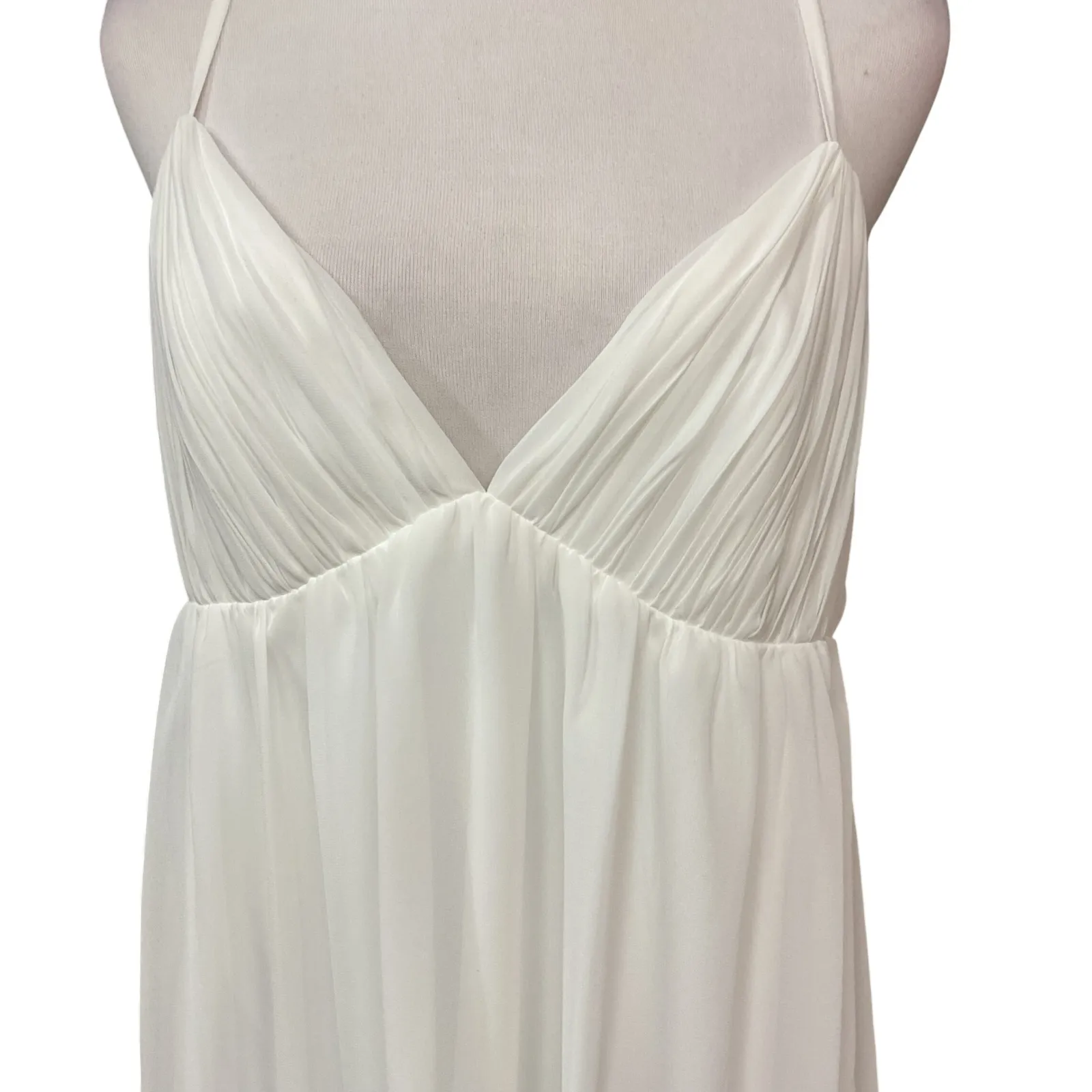 Mac Duggal V-Neck Spaghetti Strap A-Line Mini Babydoll Dress White Size 10 NWT - Image 4