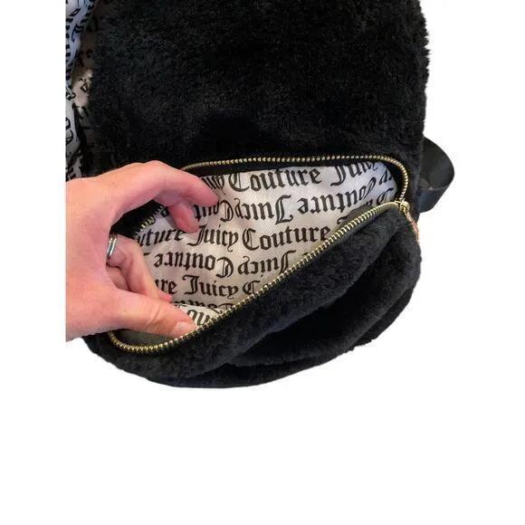 Juicy Couture Y2K Glam Black Faux Fur Backpack w/‎ Gold Hardwear - Image 10