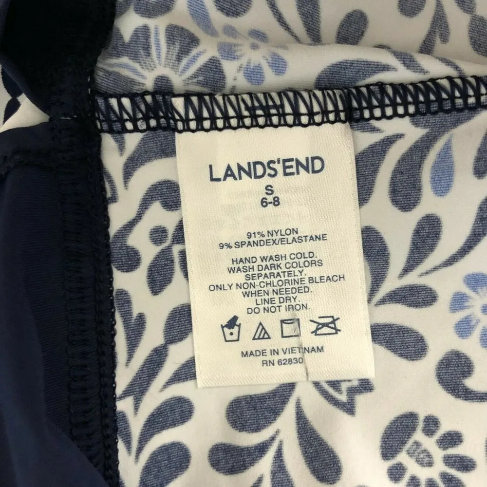 Lands End Swim Top Tunic Cover Up Long Sleeve V Neck Navy Blue S 6-8 - Image 4