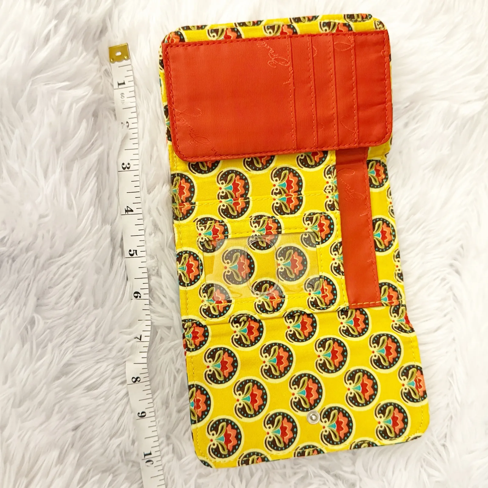 VERA BRADLEY | Provencal Euro Wallet Yellow Teal Red Multi Paisley Tri-fold - Image 10