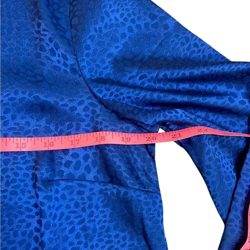 JASON WU Long Sleeve Jacquard Sapphire Blue Blouse Top Shirt Size S - Image 5