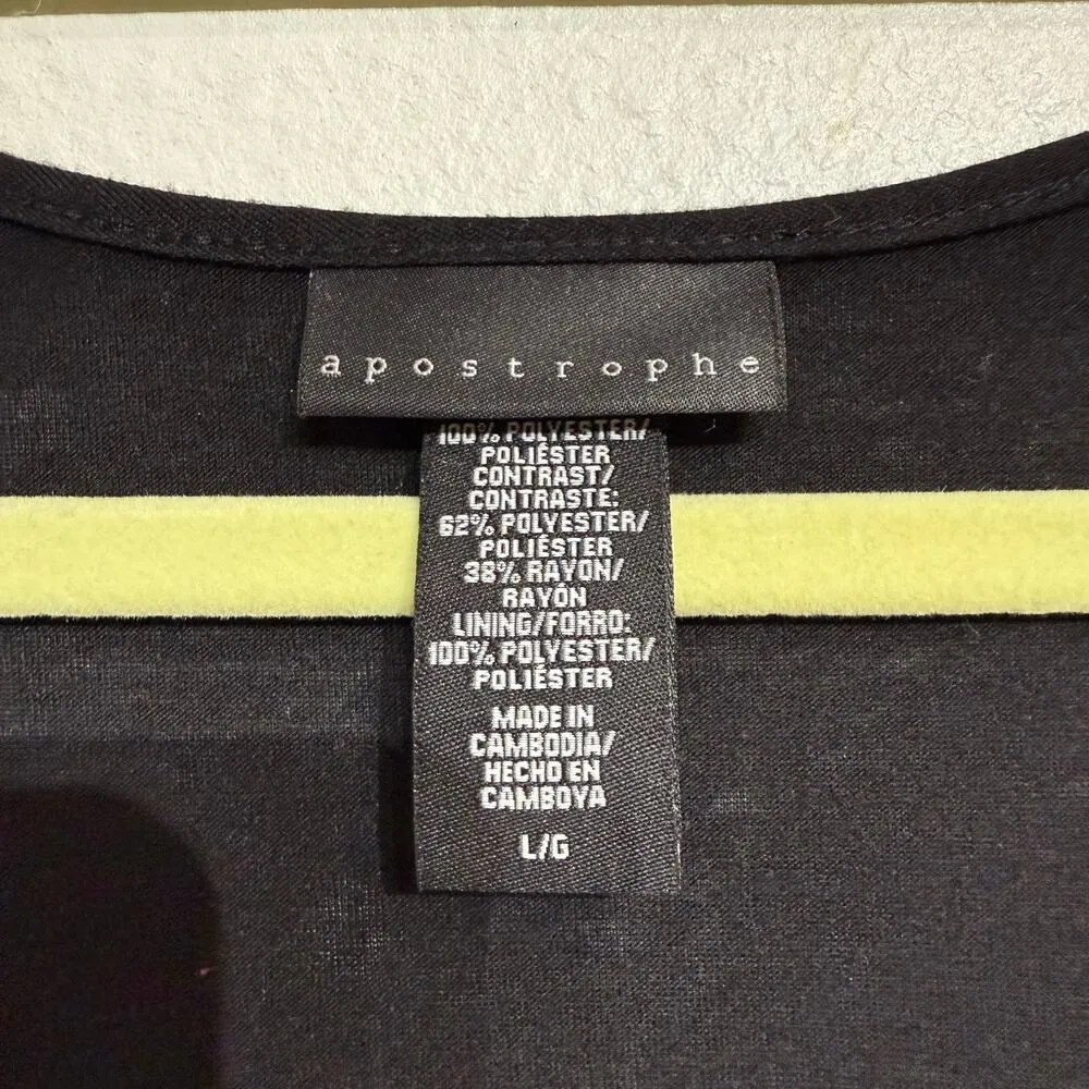 Apostrophe Black Sequin Sleeveless Blouse Sz L - Image 4