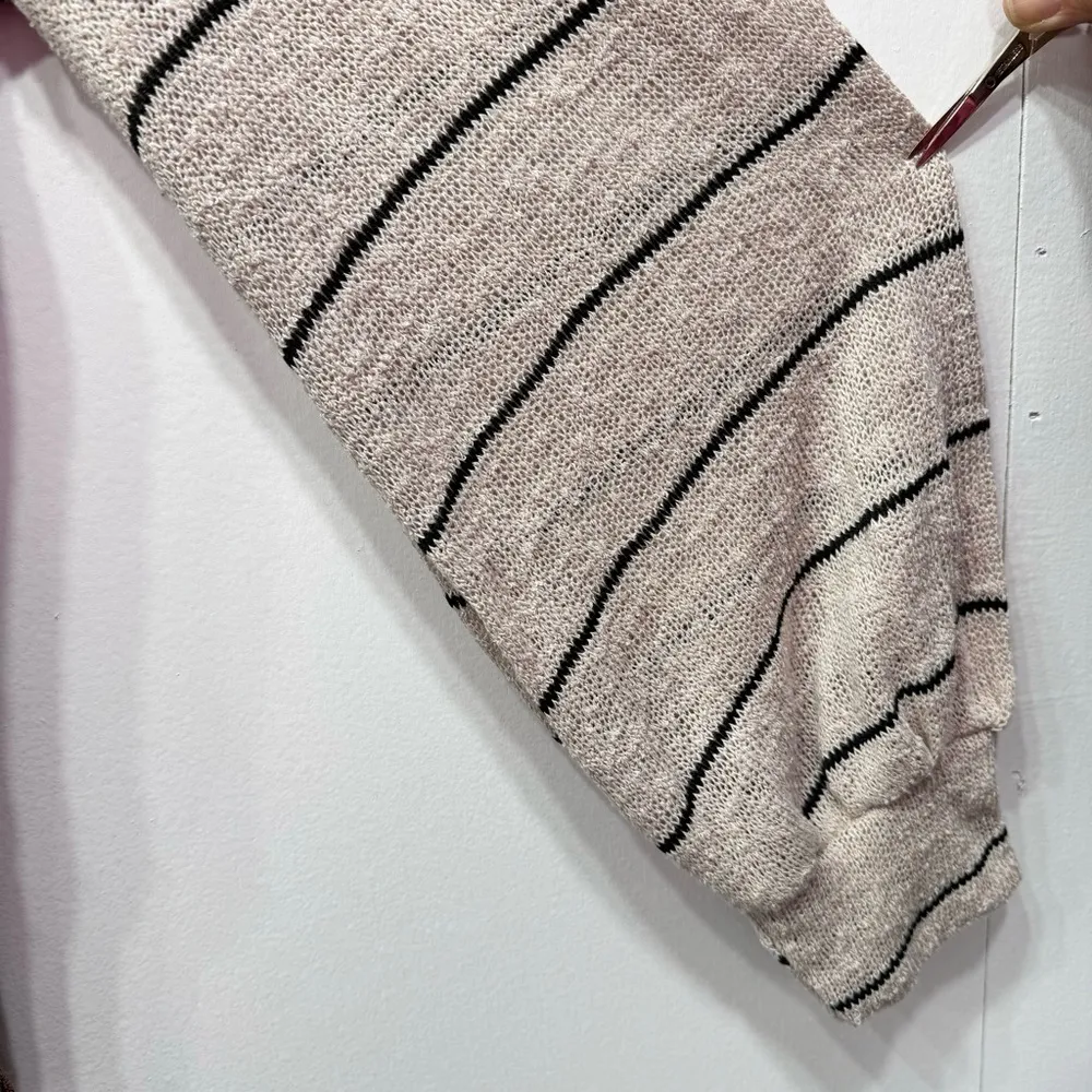 Brown Lightweight Sweater Striped Balloon Sleeves Peach Love California Slouchy - Image 9