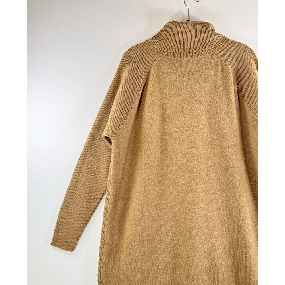 Woolrich Sweater Brown Tunic Waffle Knit Ribbed Wool Turtle Neck Pullover XL - Image 8