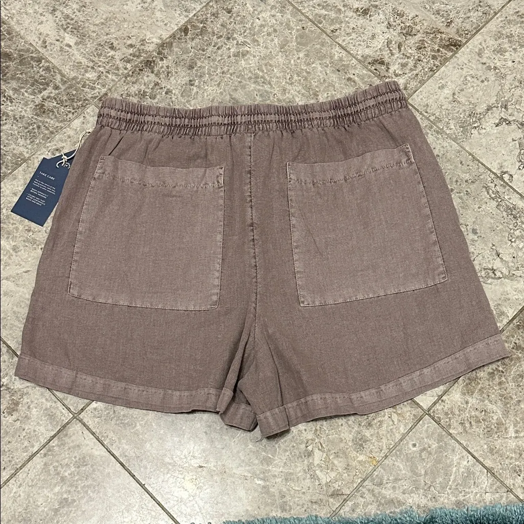 Universal Threads Linen Utility Shorts Mid Rise NEW Tie Waist Size Large Mocha - Image 7