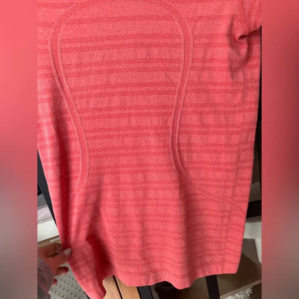 Lululemon Run Swiftly Tech Short Sleeve tee coral brick Love Red striped orange - Image 6
