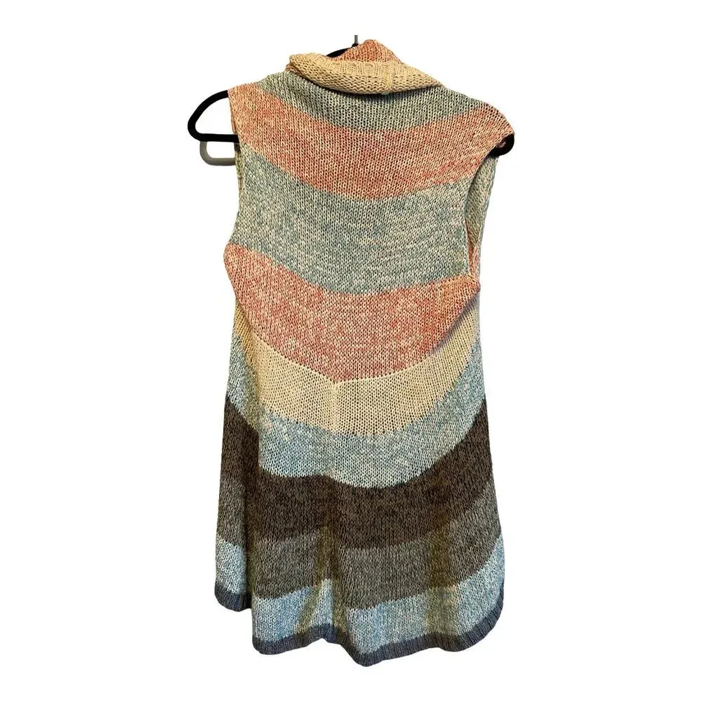 Cabi Knit Striped Cotton Blend Vest Size Small Autumn Holiday Coverup - Image 2