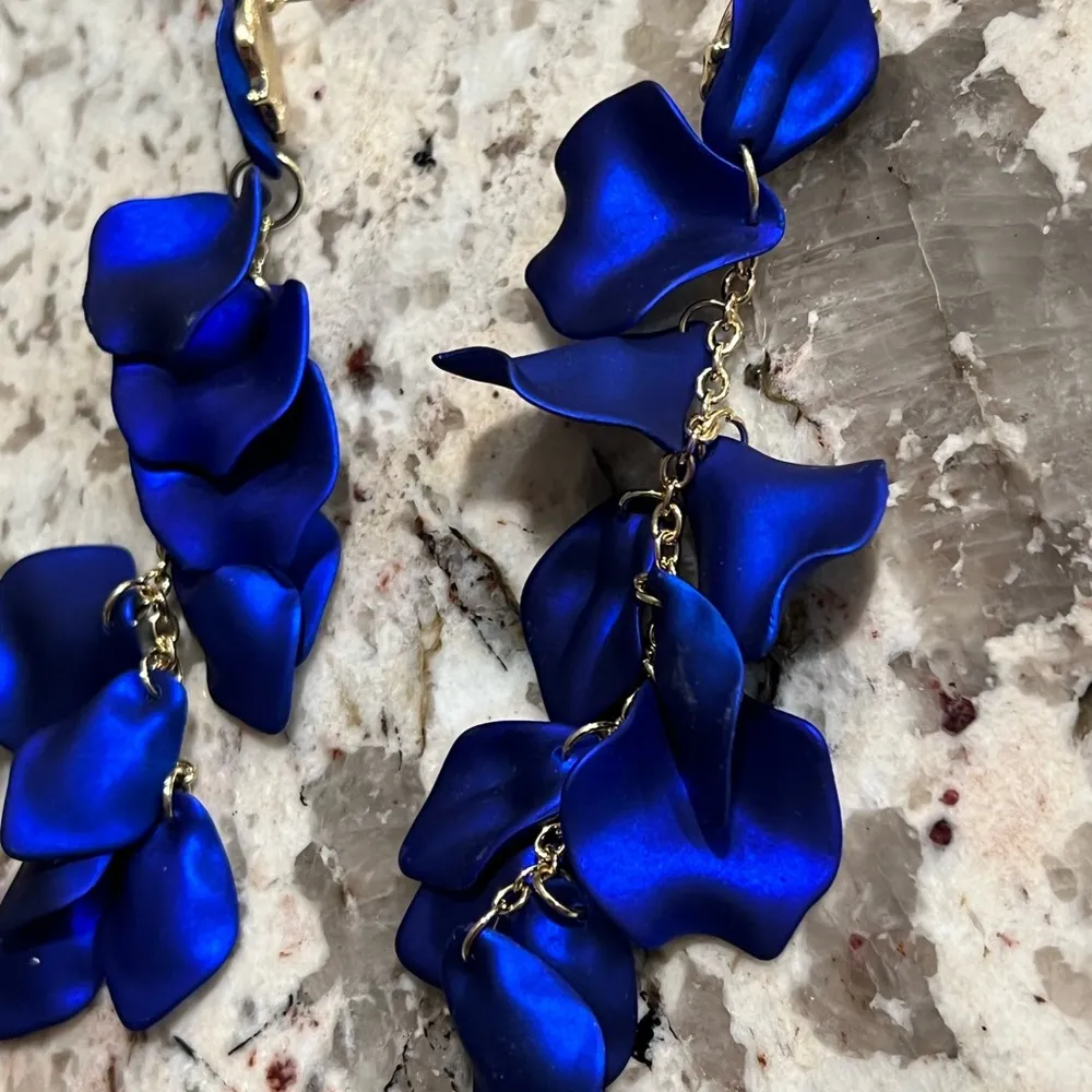 Women’s Beautiful Bright Blue Dangling Earrings - Image 2