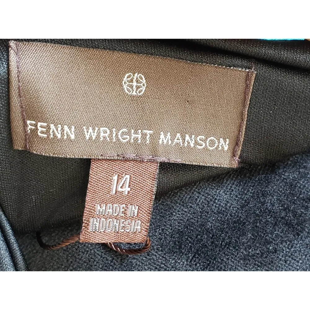 Fenn Wright Manson  Shift Dress Women's 14 Multi Floral Stretch Bell Split Sleeve - Image 3